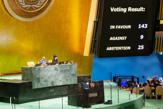 Đại hội đồng Liên hợp quốc ủng hộ Nhà nước Palestine trở thành thành viên đầy đủ: Bước tiến quan trọng