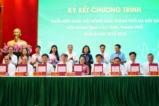 Hội Nông dân Hà Nội và 36 tỉnh, thành ký kết chương trình phối hợp giai đoạn 2024-2028