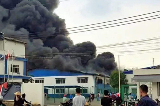 Cháy xưởng sản xuất giày tại Đồng Nai