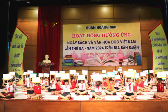 Hoàng Mai: Hơn 300 học sinh hưởng ứng Ngày Sách và Văn hóa đọc Việt Nam