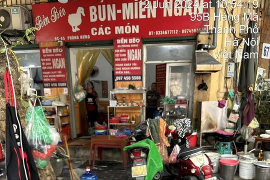 Xả nước váng mỡ, chủ cửa hàng bún, miến ngan 65 Phùng Hưng bị phạt 1,5 triệu đồng