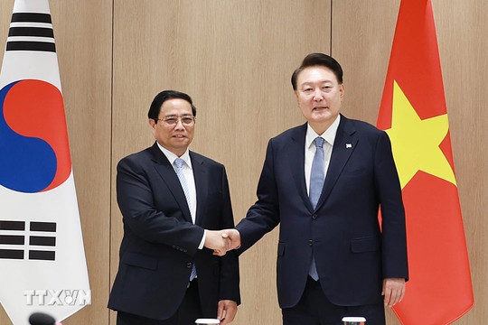 Thủ tướng Phạm Minh Chính hội kiến Tổng thống Hàn Quốc Yoon Suk Yeol