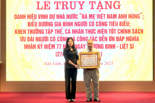Truy tặng danh hiệu “Bà mẹ Việt Nam Anh hùng" cho mẹ Tạ Thị Mưu
