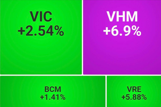 Cổ phiếu VHM tăng kịch trần, VN-Index tiếp tục đi lên