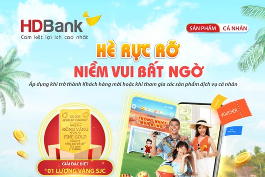 HDBank tặng một lượng vàng SJC cho khách hàng mỗi tháng
