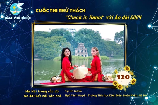 Gần 1.000 tác phẩm dự thi Thử thách "Check in Hanoi" với áo dài