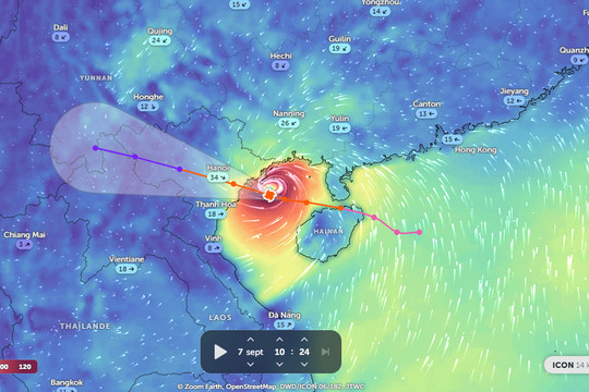 Video: Hướng đi của mắt bão số 3 lúc 9h ngày 7-9