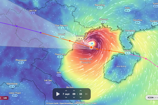 Video: Hướng đi của mắt bão số 3 lúc 9h ngày 7-9