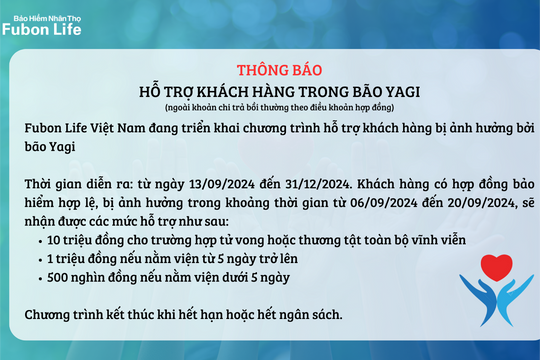 Fubon Life Việt Nam: Tiếp sức, hỗ trợ khách hàng vùng bão Yagi khắc phục thiệt hại