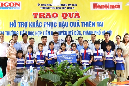 Báo Sài Gòn Giải Phóng hỗ trợ hai trường học ở huyện Mỹ Đức, Chương Mỹ khắc phục hậu quả bão lũ 600 triệu đồng