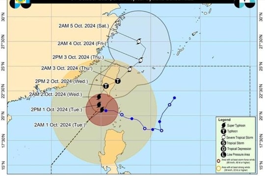 Bão số 5 Krathon mạnh lên thành siêu bão, đi vào Biển Đông