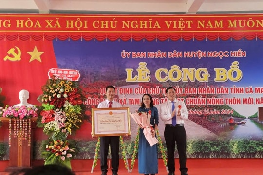 Huyện Ngọc Hiển, Cà Mau Xã Tam Giang Tây đạt chuẩn Nông thôn mới