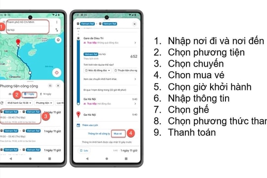 Đường sắt bán vé tàu qua bản đồ trực tuyến