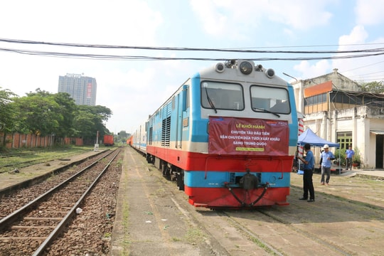 Chuyến tàu đầu tiên đưa dừa tươi từ ga Sóng Thần (Bình Dương) sang Trung Quốc