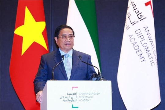 Thủ tướng Chính phủ Phạm Minh Chính phát biểu chính sách tại Học viện Anwar Gargash của UAE