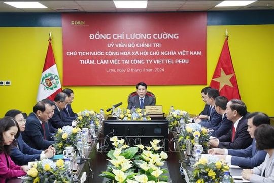 Chủ tịch nước Lương Cường thăm và làm việc tại Công ty viễn thông Bitel