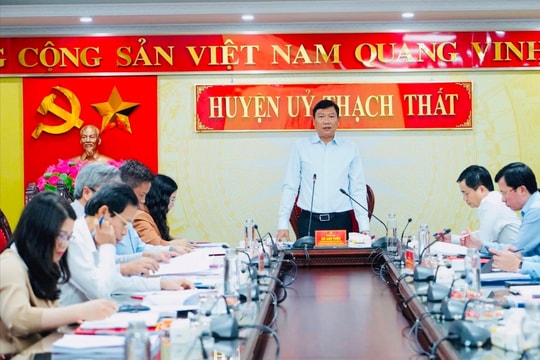 Trưởng ban Dân vận Thành ủy Đỗ Anh Tuấn làm việc với huyện Thạch Thất về Dự án cao tốc Đại lộ Thăng Long