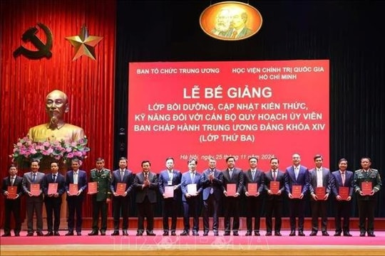 Bế giảng Lớp bồi dưỡng, cập nhật kiến thức, kỹ năng đối với cán bộ quy hoạch Ủy viên Trung ương Đảng khóa XIV