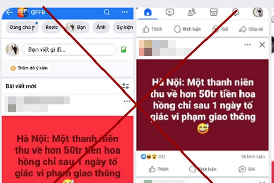 Thông tin một thanh niên thu về 50 triệu đồng sau 1 ngày tố giác vi phạm giao thông là xuyên tạc