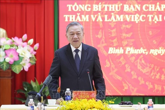 Tổng Bí thư Tô Lâm thăm và làm việc tại Công an tỉnh Bình Phước