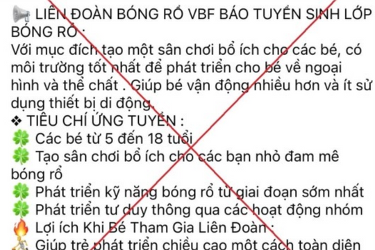 Mất hơn 1 tỷ đồng vì đăng ký cho con học “Liên đoàn bóng rổ Việt Nam VBF” trên mạng xã hội