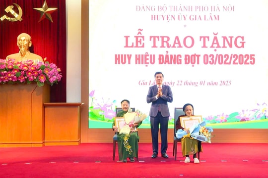 Gia Lâm: Trao Huy hiệu Đảng tặng 259 đảng viên đợt 3-2