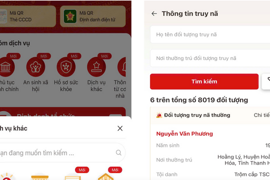 VNeID giúp truy bắt đối tượng truy nã