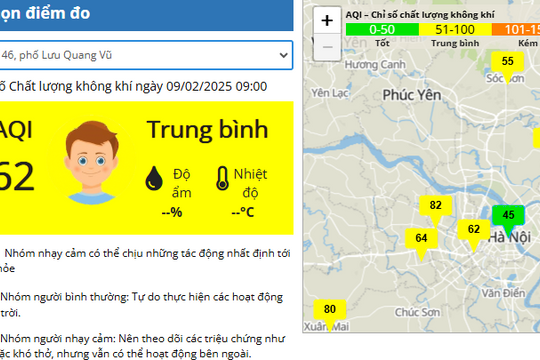 Chất lượng không khí tại Hà Nội ở cấp độ 2/5