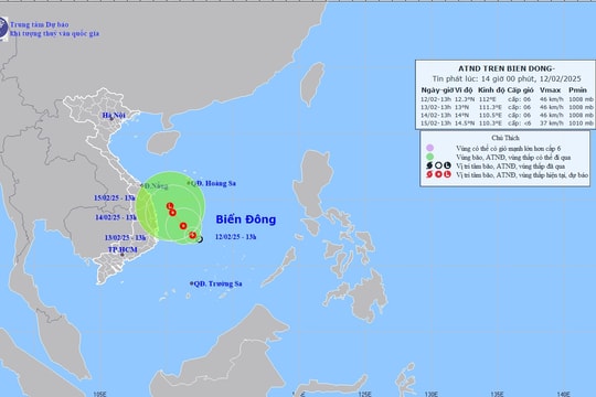 Xuất hiện áp thấp nhiệt đới đầu tiên năm 2025