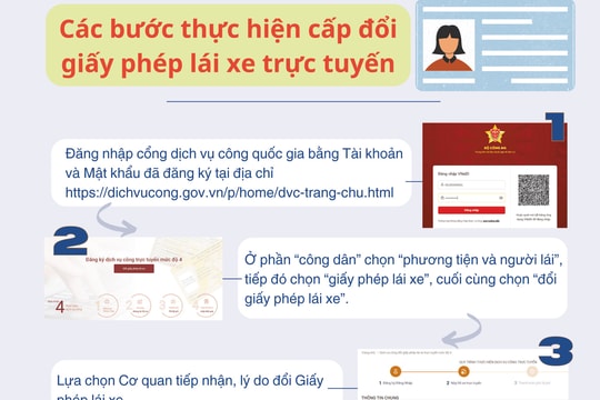 Các bước thực hiện cấp đổi giấy phép lái xe trực tuyến