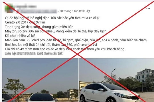 Xử phạt trường hợp đăng tải bài viết sai sự thật về Nghị định số 168 để tăng tương tác bán ô tô