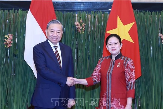 Tổng Bí thư Tô Lâm hội kiến với Chủ tịch Hội đồng Đại biểu nhân dân Indonesia