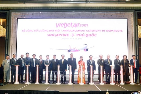 Tổng Bí thư Tô Lâm chứng kiến VietJet Air công bố đường bay thẳng Singapore - Phú Quốc