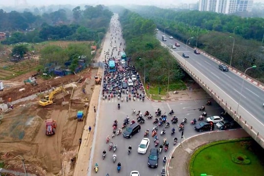Từ ngày 16-5, Hà Nội phân luồng phục vụ thi công nút giao Vành đai 3,5 - Đại lộ Thăng Long