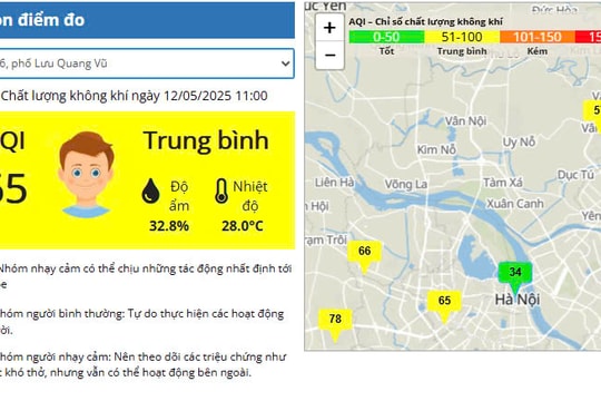 Chất lượng không khí gia tăng lên ngưỡng trung bình