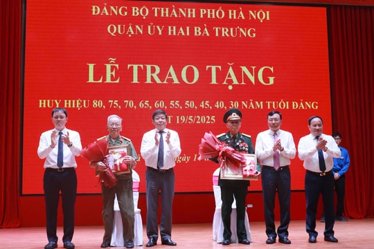 Quận Hai Bà Trưng trao Huy hiệu Đảng đợt 19-5