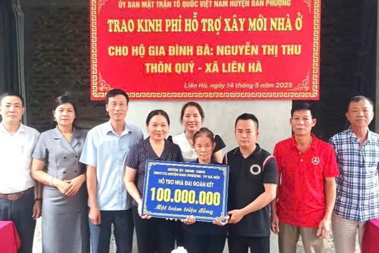 Đan Phượng: Hỗ trợ kinh phí xây, sửa nhà cho 3 hộ gia đình có hoàn cảnh khó khăn