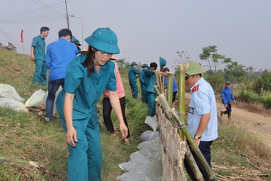 Hà Nội Tăng cường kiểm tra, gia cố tuyến đê trọng yếu trước mùa mưa bão