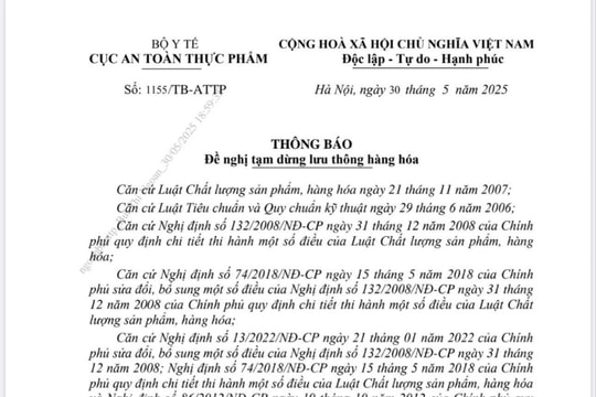 Cục An toàn thực phẩm đề nghị tạm dừng lưu thông một loại nguyên liệu thực phẩm bột kem không sữa