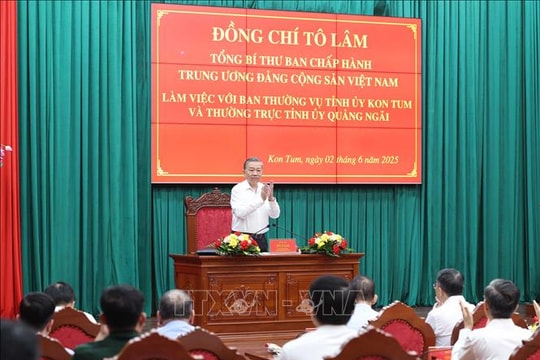 Tổng Bí thư làm việc với Ban Thường vụ Tỉnh ủy Kon Tum và Thường trực Tỉnh ủy Quảng Ngãi
