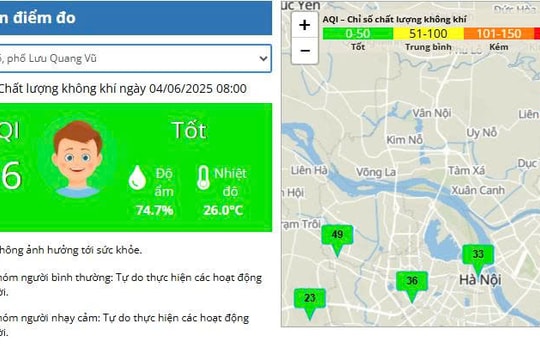 Hà Nội: Một số khu vực chất lượng không khí ở ngưỡng trung bình