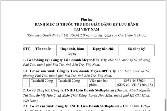 Thu hồi giấy đăng ký lưu hành tại Việt Nam đối với 3 loại thuốc