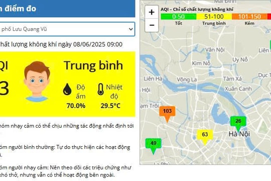 Chất lượng không khí cảnh báo kém ở khu vực phường Minh Khai