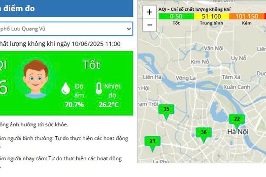 Không khí ở ngưỡng tốt, không ảnh hưởng đến sức khỏe cộng đồng