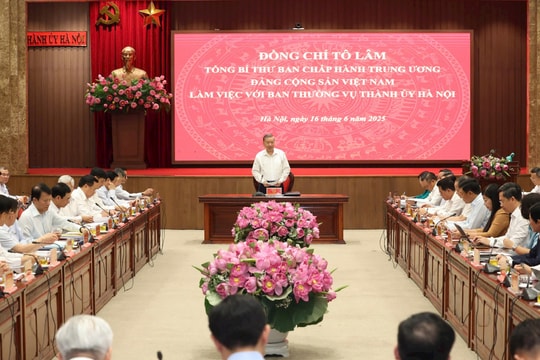 Tổng Bí thư Tô Lâm làm việc với Ban Thường vụ Thành ủy Hà Nội