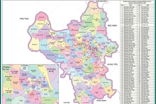 Chi tiết 126 đơn vị hành chính cấp xã của thành phố Hà Nội năm 2025