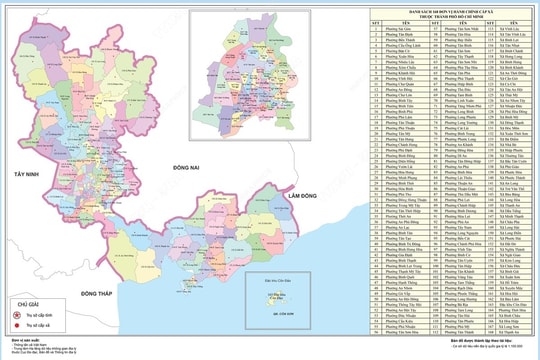 168 đơn vị hành chính cấp xã của thành phố Hồ Chí Minh năm 2025