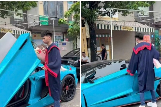 "Nam sinh" gây bão khi lái Lamborghini đi tốt nghiệp