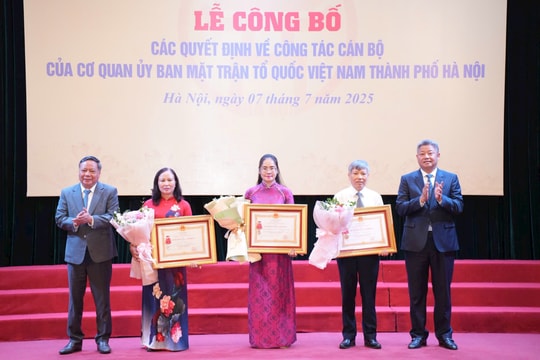 Công bố quyết định về công tác cán bộ Cơ quan Ủy ban MTTQ Việt Nam thành phố Hà Nội