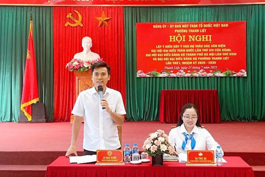 Phường Thanh Liệt lấy ý kiến góp ý dự thảo văn kiện Đại hội Đảng các cấp, nhiệm kỳ 2025-2030